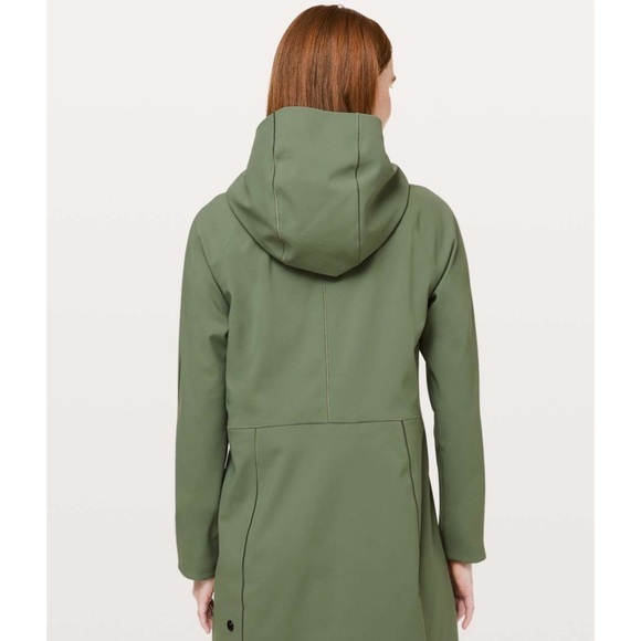 Lululemon Glyde Along Softshell Jacket Fleece Lined Green Twill Size 12 NWT - Picture 2 of 16